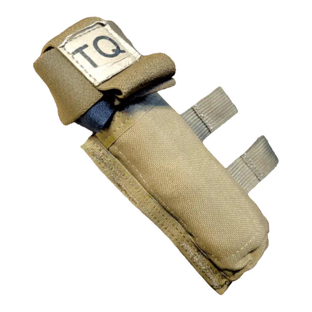 Coyote USMC Tourniquet Pouch by onethiefsurplus, Grade 1, designed for secure storage of tourniquets in tactical gear.