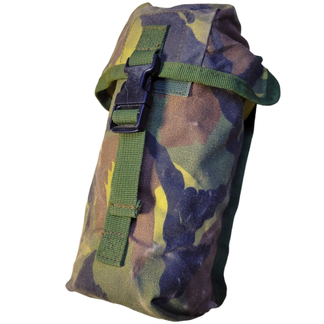 Dutch DPM Woodland MOLLE general purpose pouch by onethiefsurplus, shown with adjustable straps and multiple compartments.