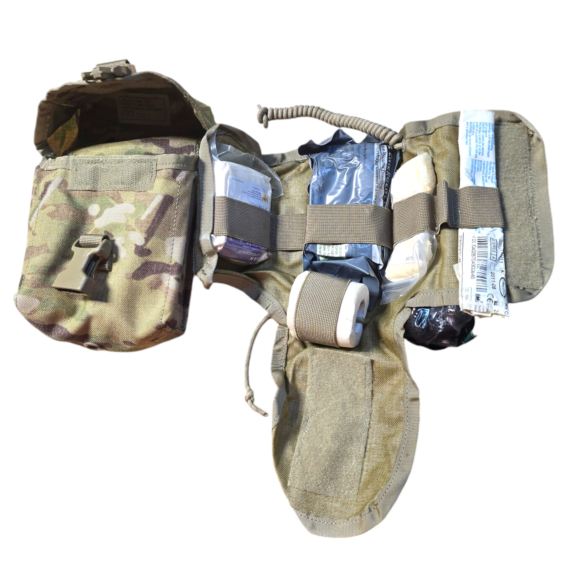 Onethiefsurplus IFAK pouch with insert and supplies for first aid and emergency medical kits.