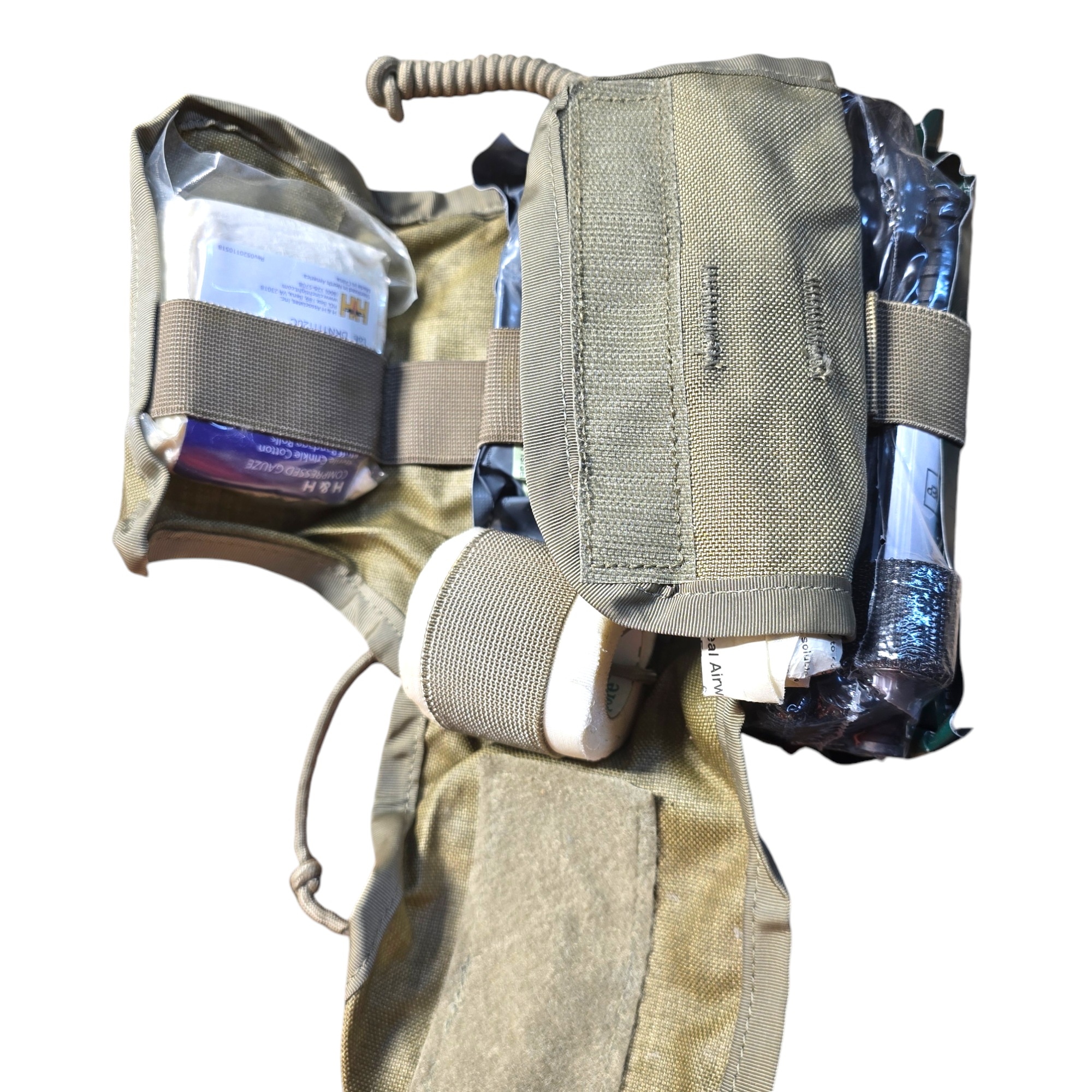 Onethiefsurplus IFAK pouch with insert and supplies for first aid and emergency medical kit storage.