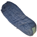 Black onethiefsurplus intermediate sleeping bag laid out on a bed for camping or outdoor sleeping comfort.