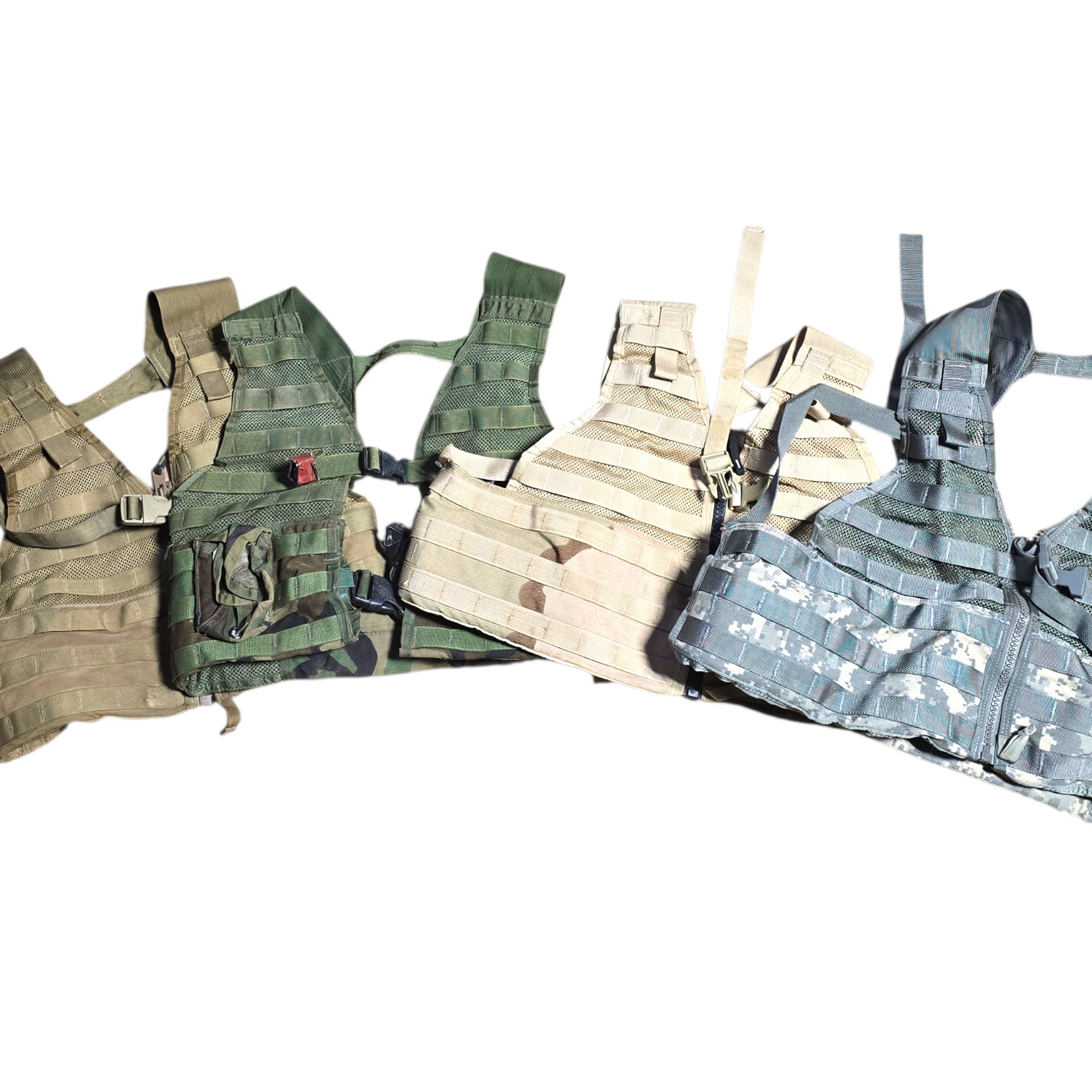 Onethiefsurplus Load Bearing Vest LBV/FLC in ACU camouflage with adjustable straps and multiple pouches for tactical gear.