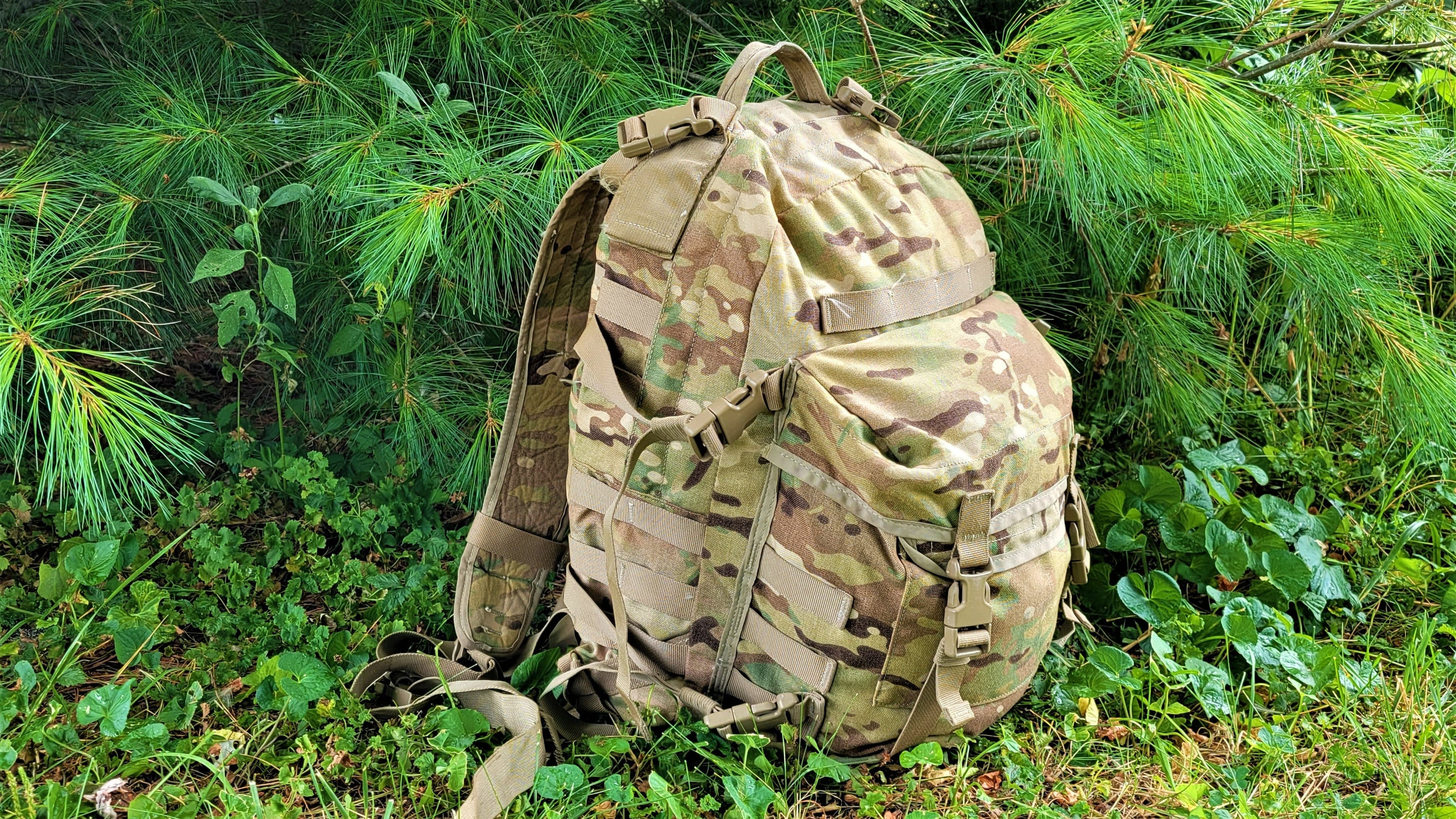Onethiefsurplus MOLLE II Assault Pack in Multi-Cam OCP, military-style camping and hiking backpack with multiple compartments.