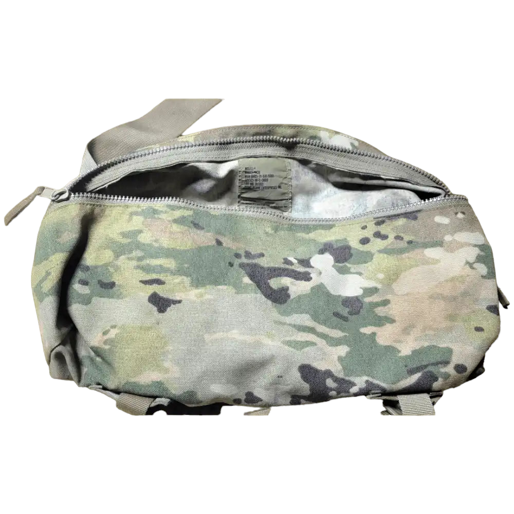 Onethiefsurplus Molle II Waist Pack in Multicam, a camping and hiking fanny pack with multiple compartments and adjustable straps.