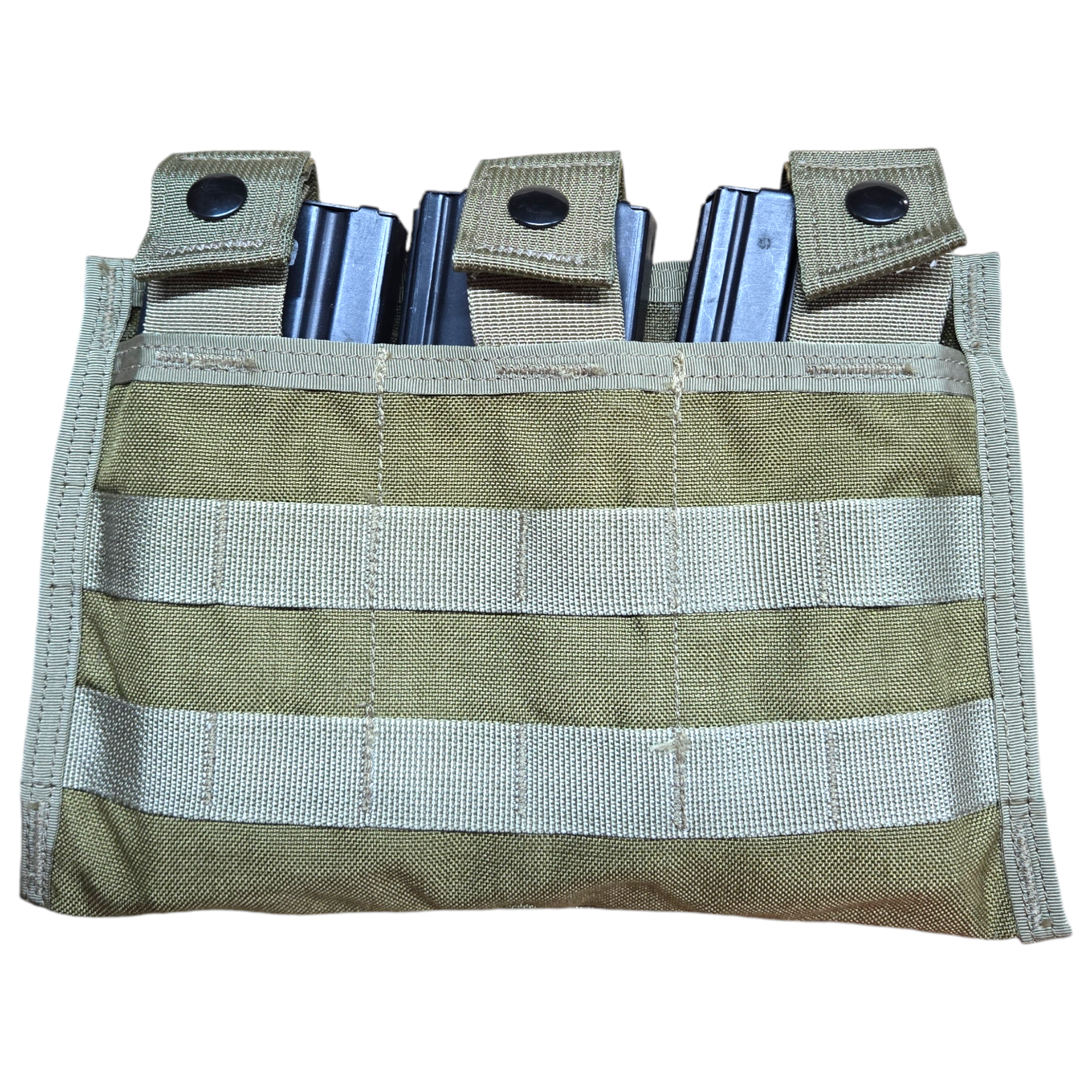 USGI Triple Magazine Carrier by onethiefsurplus showing durable nylon construction with three magazine pouches and adjustable retention straps.