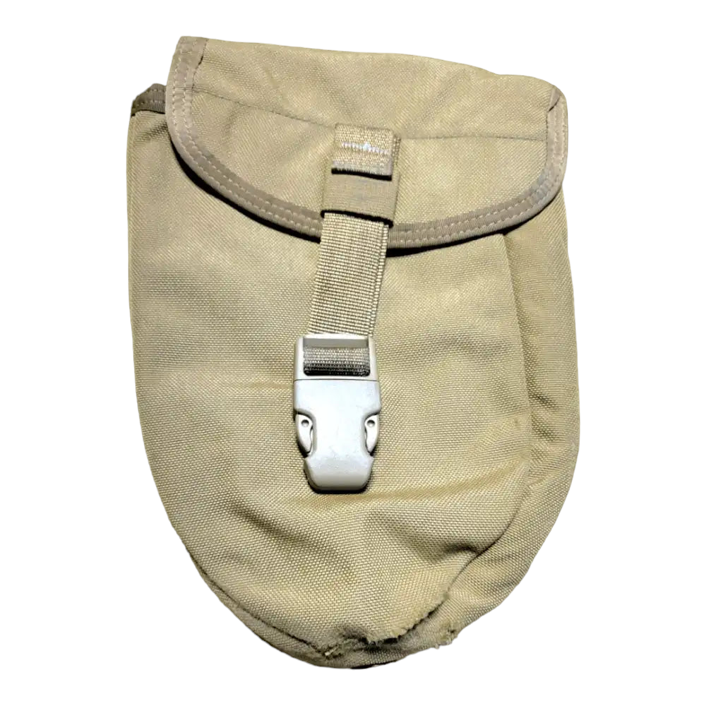 Onethiefsurplus USMC coyote entrenching tool carrier for camping and hiking, designed to securely hold an entrenching tool.