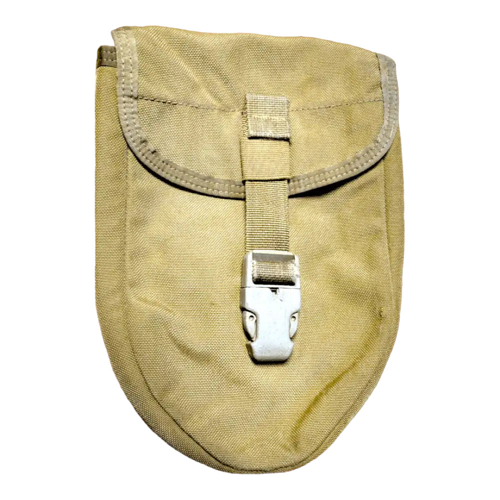 Onethiefsurplus USMC coyote entrenching tool carrier for camping and hiking, designed to hold a folding entrenching tool securely.
