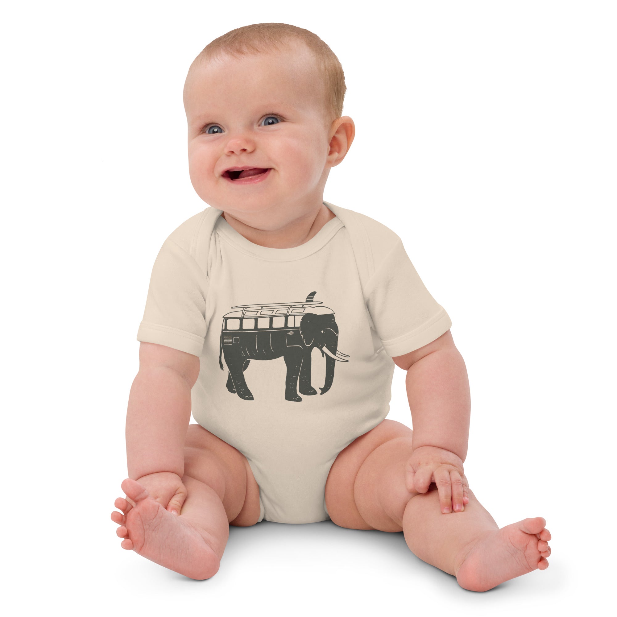Easy Ride Elephant Organic Cotton Baby Bodysuit - OVERLANDERS Outfitter