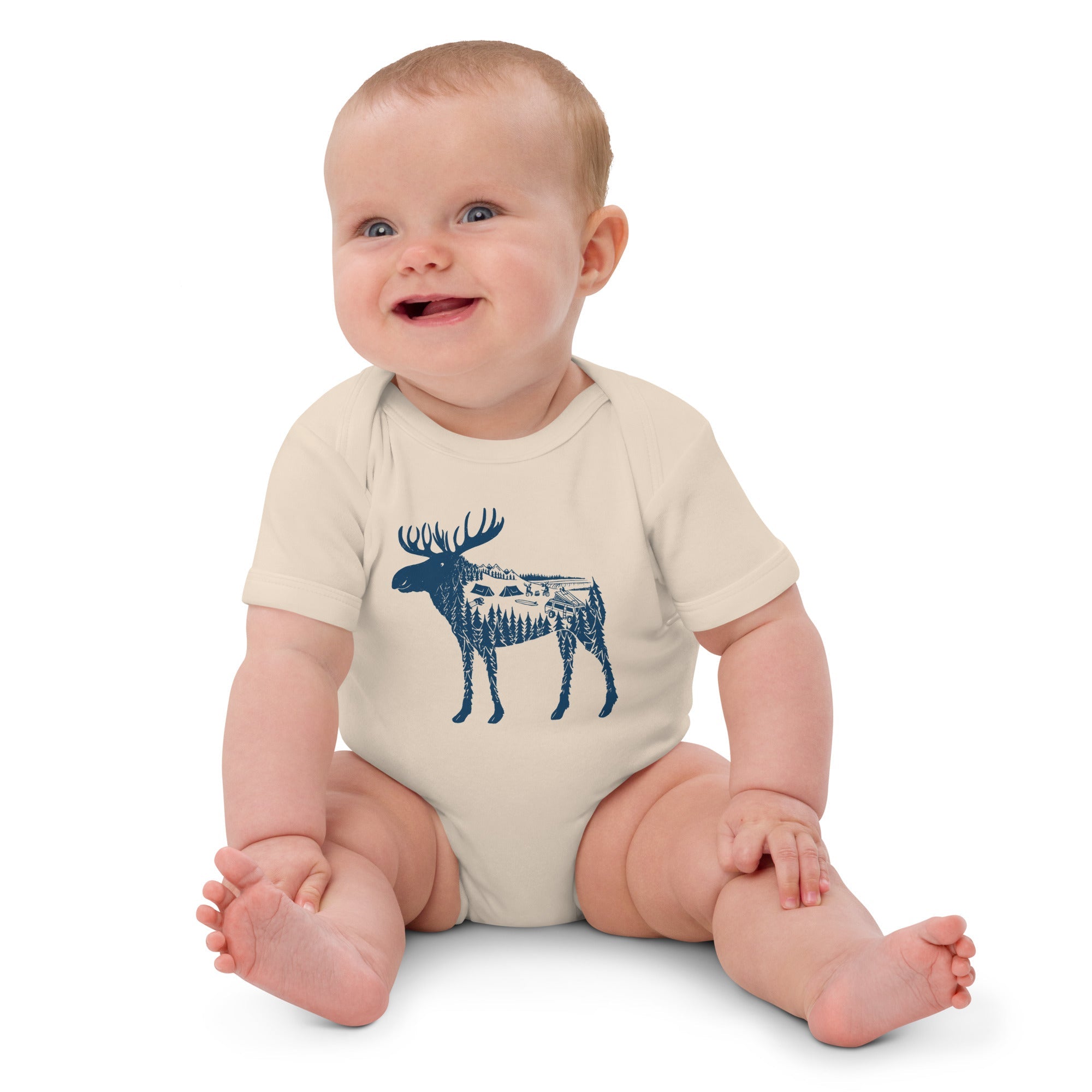 Moose Meet-Up Organic Cotton Baby Bodysuit - OVERLANDERS Outfitter