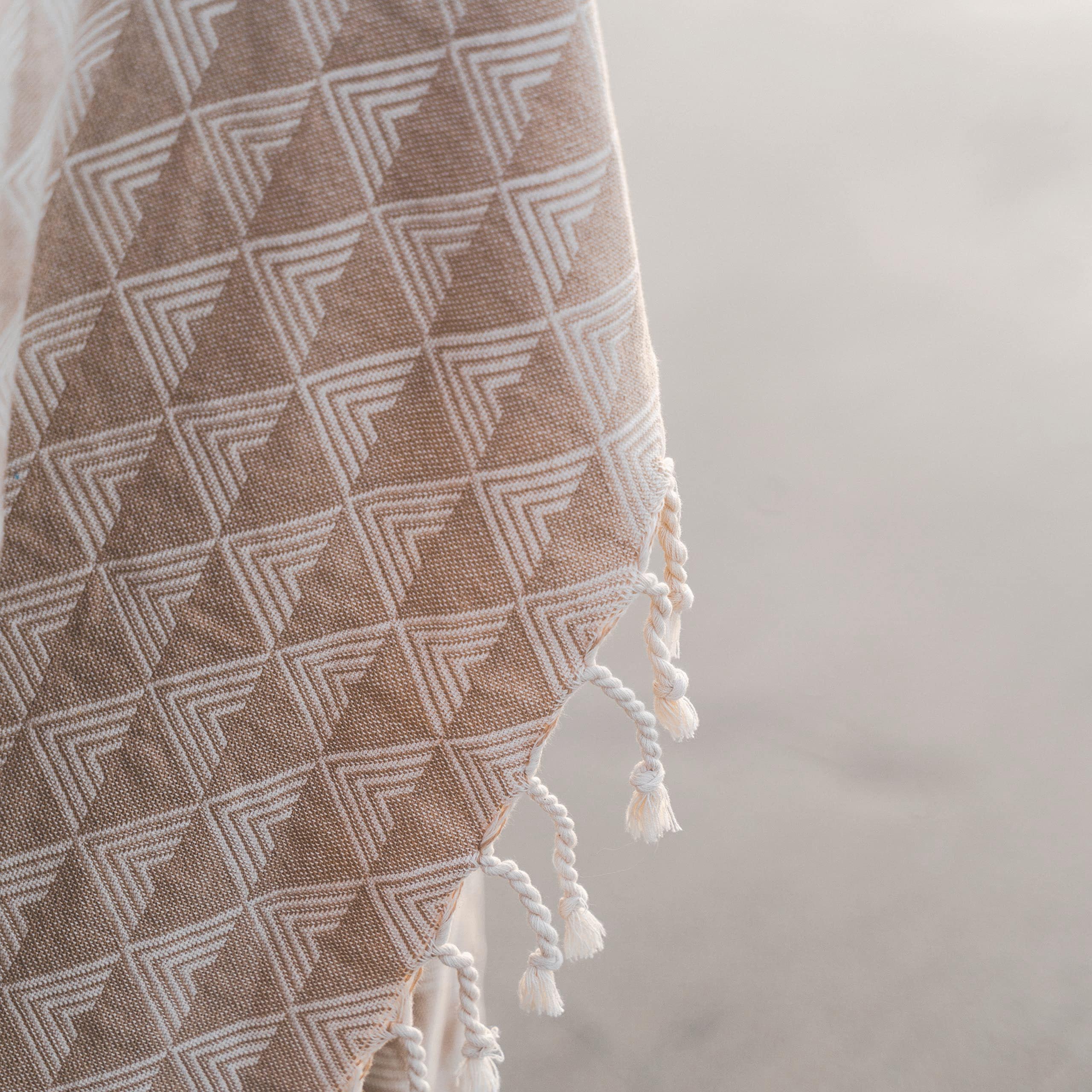 Organic Throw Blanket - Tan & Beige - OVERLANDERS Outfitter