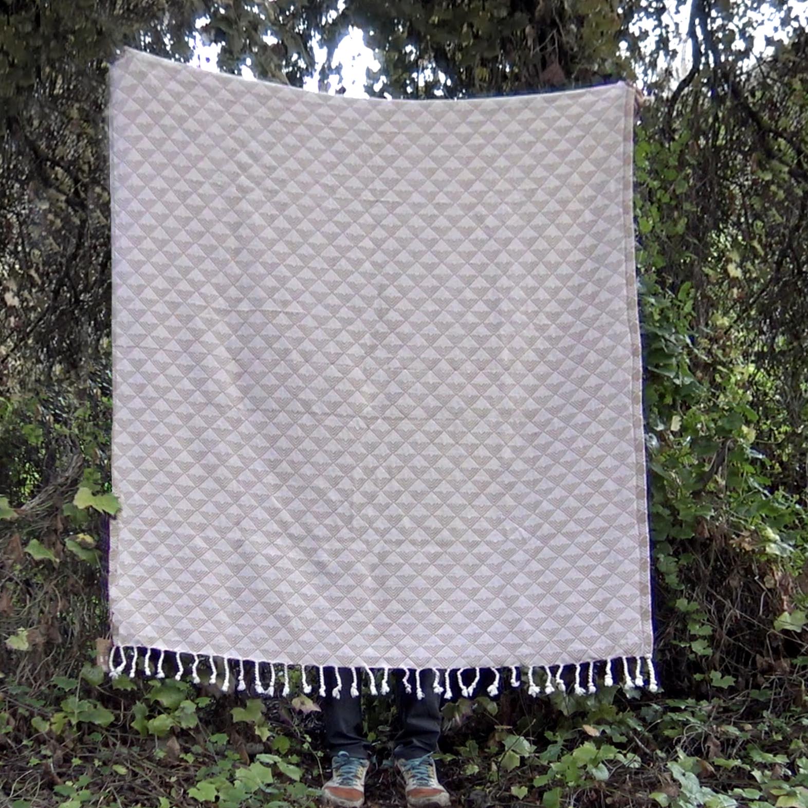 Organic Throw Blanket - Tan & Beige - OVERLANDERS Outfitter