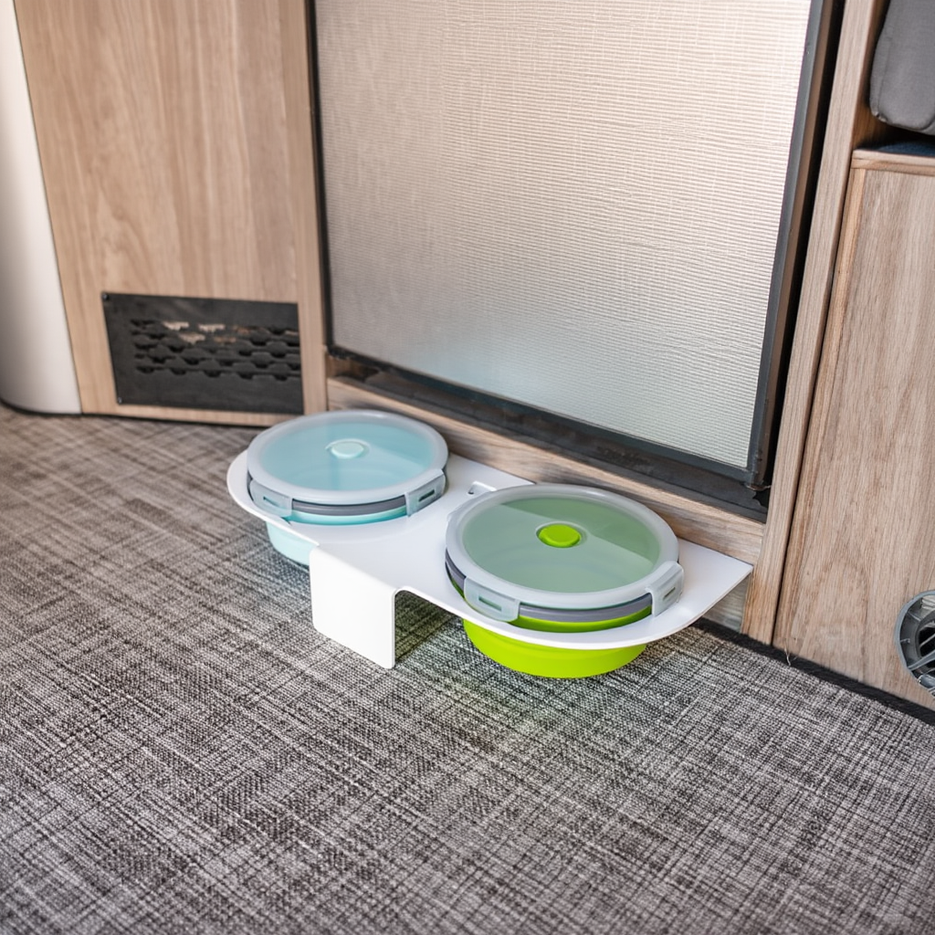 Ekko Pet Bowl by Canyon Adventure Vans, made in Utah, featuring a durable design and vibrant colors for pets.