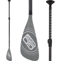 Three GoBoat oars with wooden handles and blades, arranged for use on a small boat or canoe.