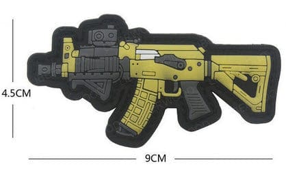 SFT2 Tactical Pew Pew Patches displayed on a surface, featuring vibrant colors and unique designs.