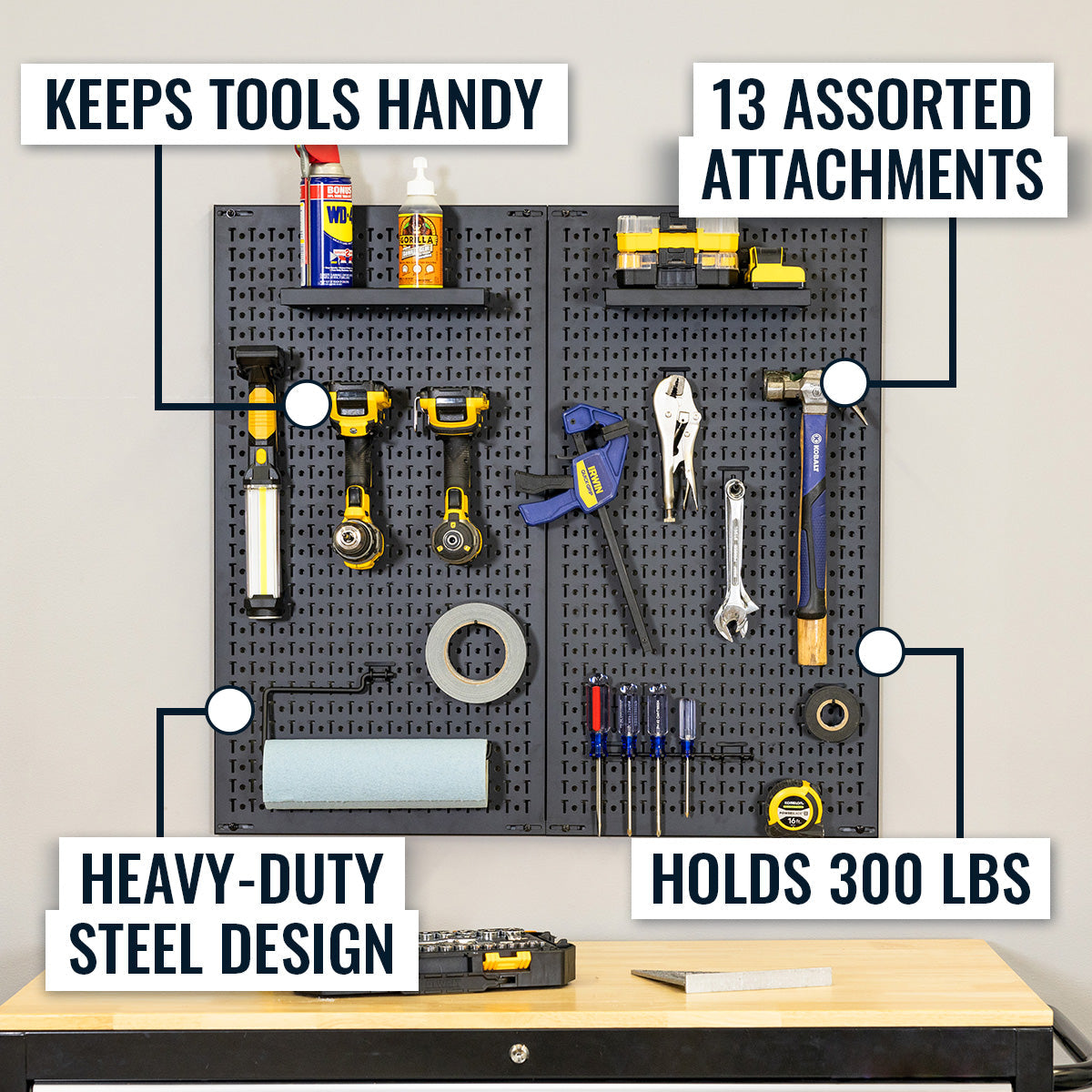 34" x 32" Pegboard | 13 Attachments - OVERLANDERS Outfitter