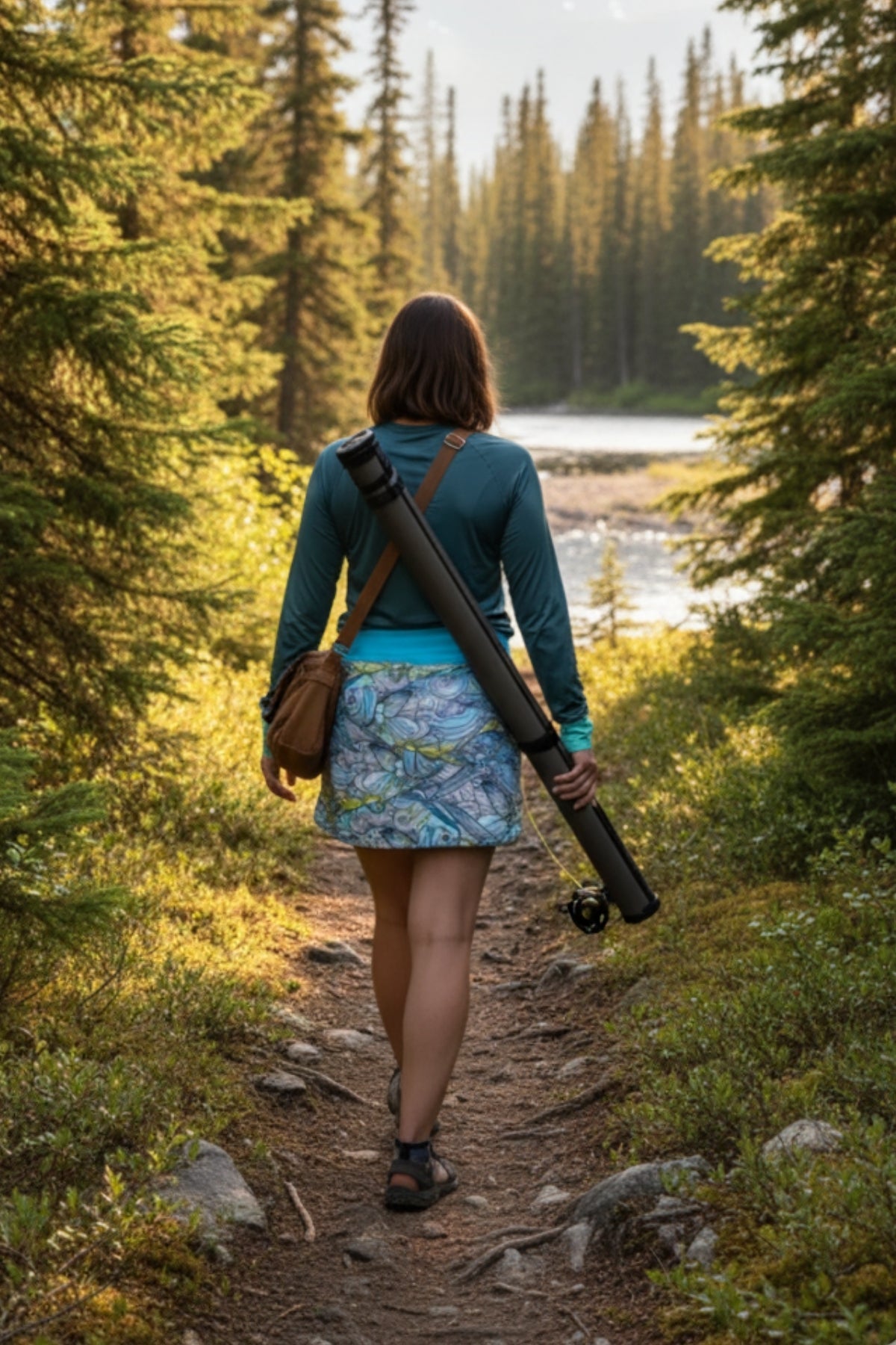 FisheWear Permit Paradise Skort, lightweight athletic skort with built-in shorts and tropical print, perfect for active outdoor wear.