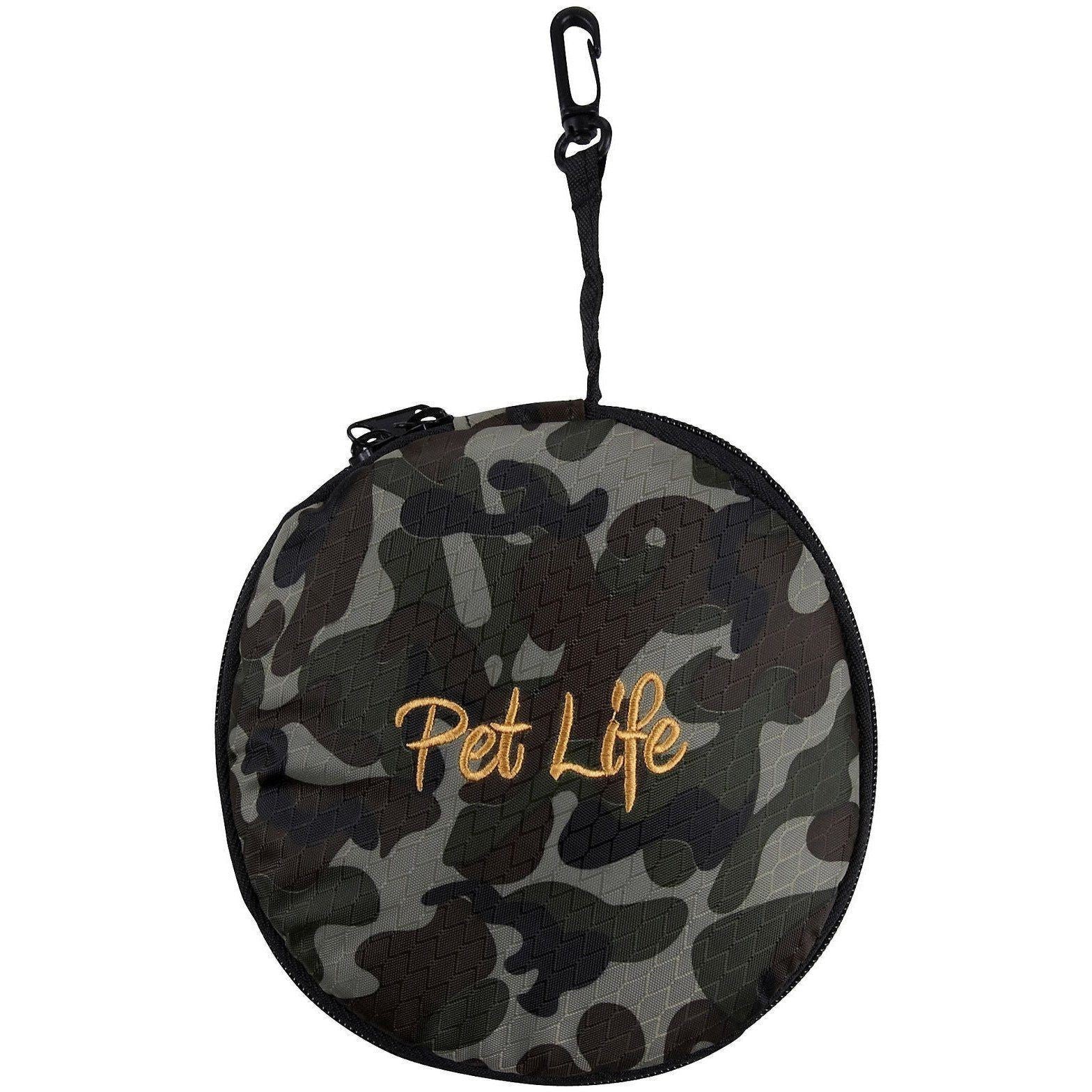 Pet Life Dual Folding collapsible pet bowl for food and water, ideal for travel with cats and dogs, waterproof and lightweight.