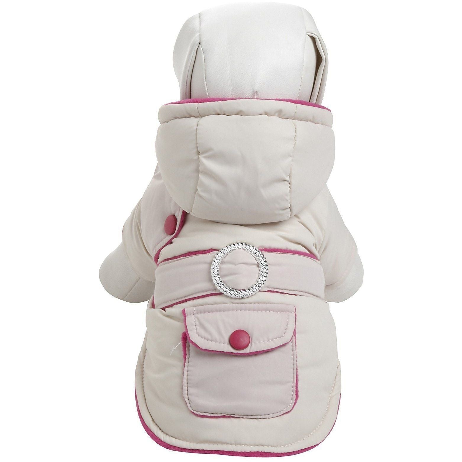 Pet Life dual-toned insulated diamond-jeweled dog jacket, stylish pet apparel with 3M insulation for warmth.