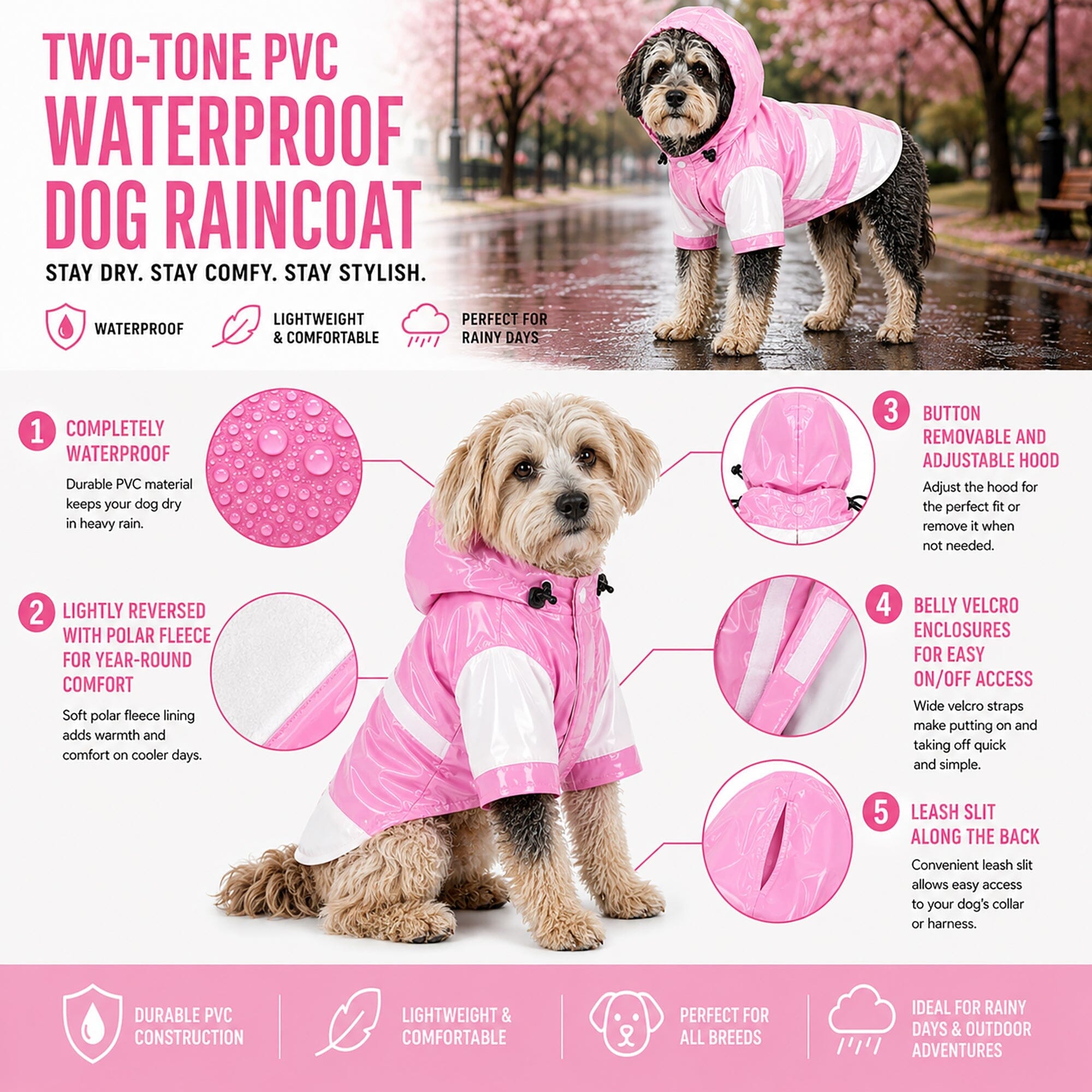 Pet Life ® 'Two-Tone' Waterproof Adjustable Dog Raincoat Jacket w/ Removable Hood - OVERLANDERS Outfitter