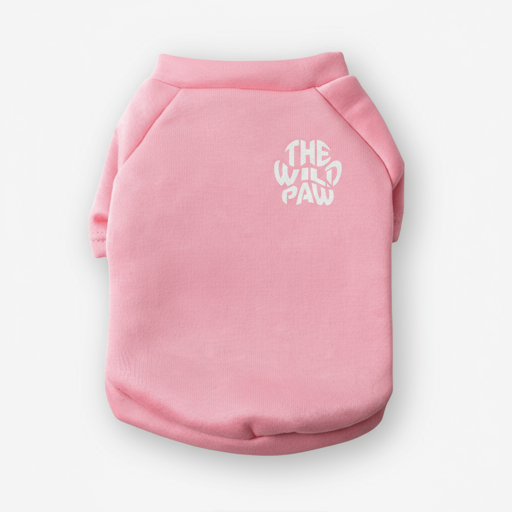 Pink Arctic sweatshirt by The Wild Paw featuring smooth cotton fabric, designed for pets to stay cozy and stylish.