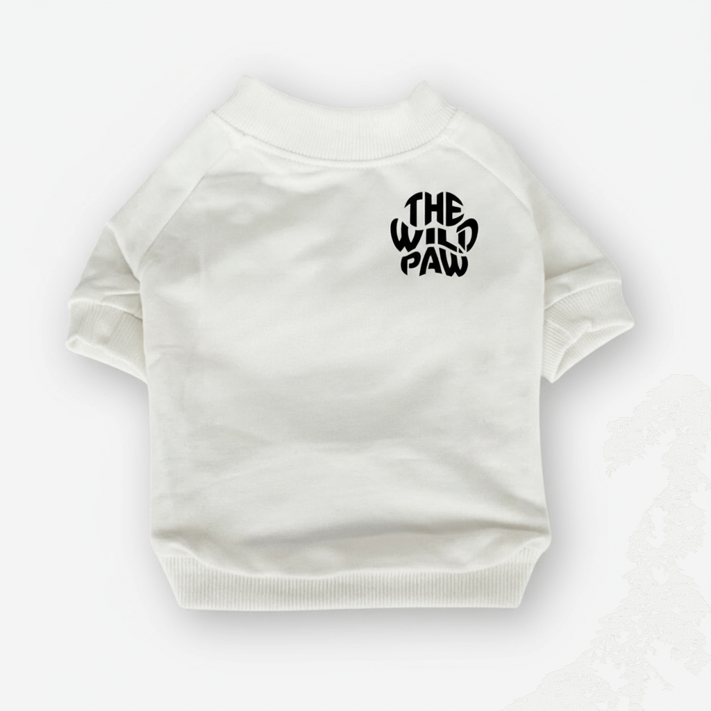 The Wild Paw Arctic Sweatshirt for pets, made of smooth cotton, shown in a cozy, comfortable fit for dogs or cats.