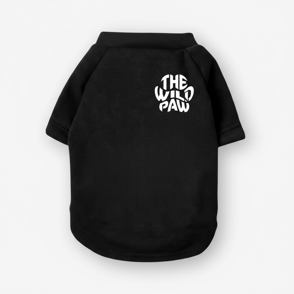Black Arctic Sweatshirt by The Wild Paw, a cozy cotton sweatshirt designed for pets with a smooth fabric finish.