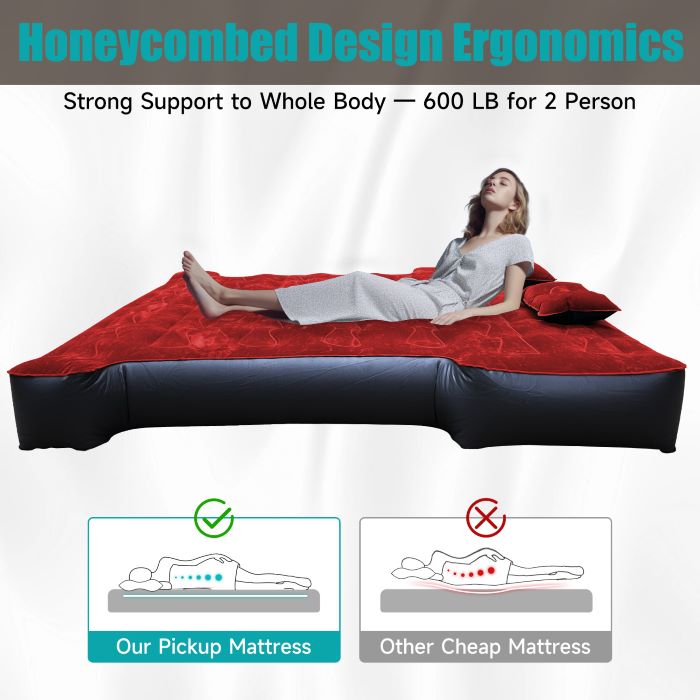 5.5-6.5ft Full Size Truck Bed Air Mattress Red - OVERLANDERS Outfitter