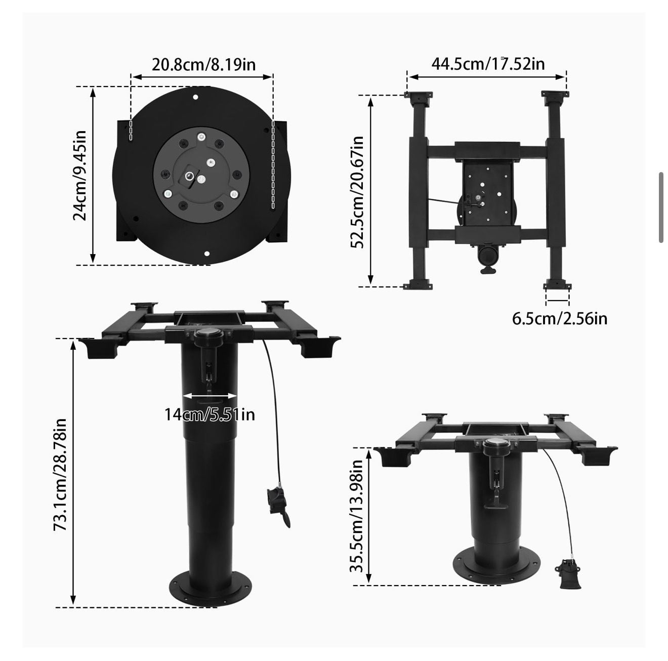 Aluminum Pneumatic Table Leg with Four-Way Adjustment - OVERLANDERS Outfitter