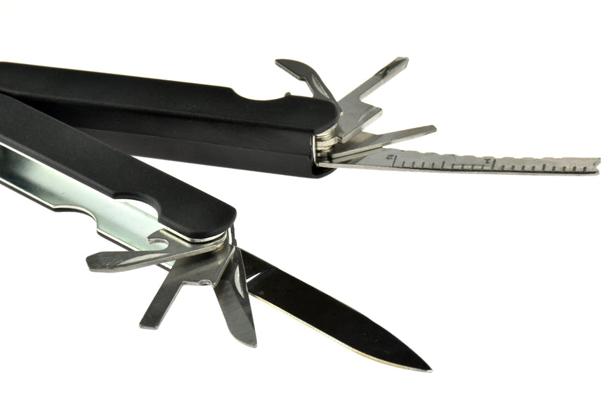 14-in-1 multifunction pocket tool with knife, pliers, and various tools for survival and everyday use, by quakekits.com