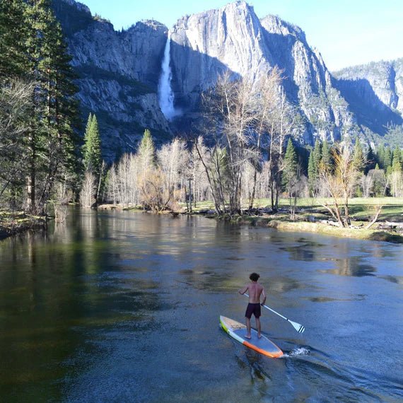 Backcountry Sportsman Americana 12-foot popboard with Yosemite Valley design, featuring scenic landscape and iconic mountain views.