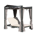 Alora Premium Aluminum Outdoor Patio Daybed With Retractable Canopy And Double Chaise Lounge (SAK17682) - We The Collective