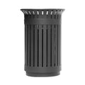 Extra large outdoor commercial metal slat garbage trash can by SAKSBY WHOLESALE in a durable design for effective waste disposal.