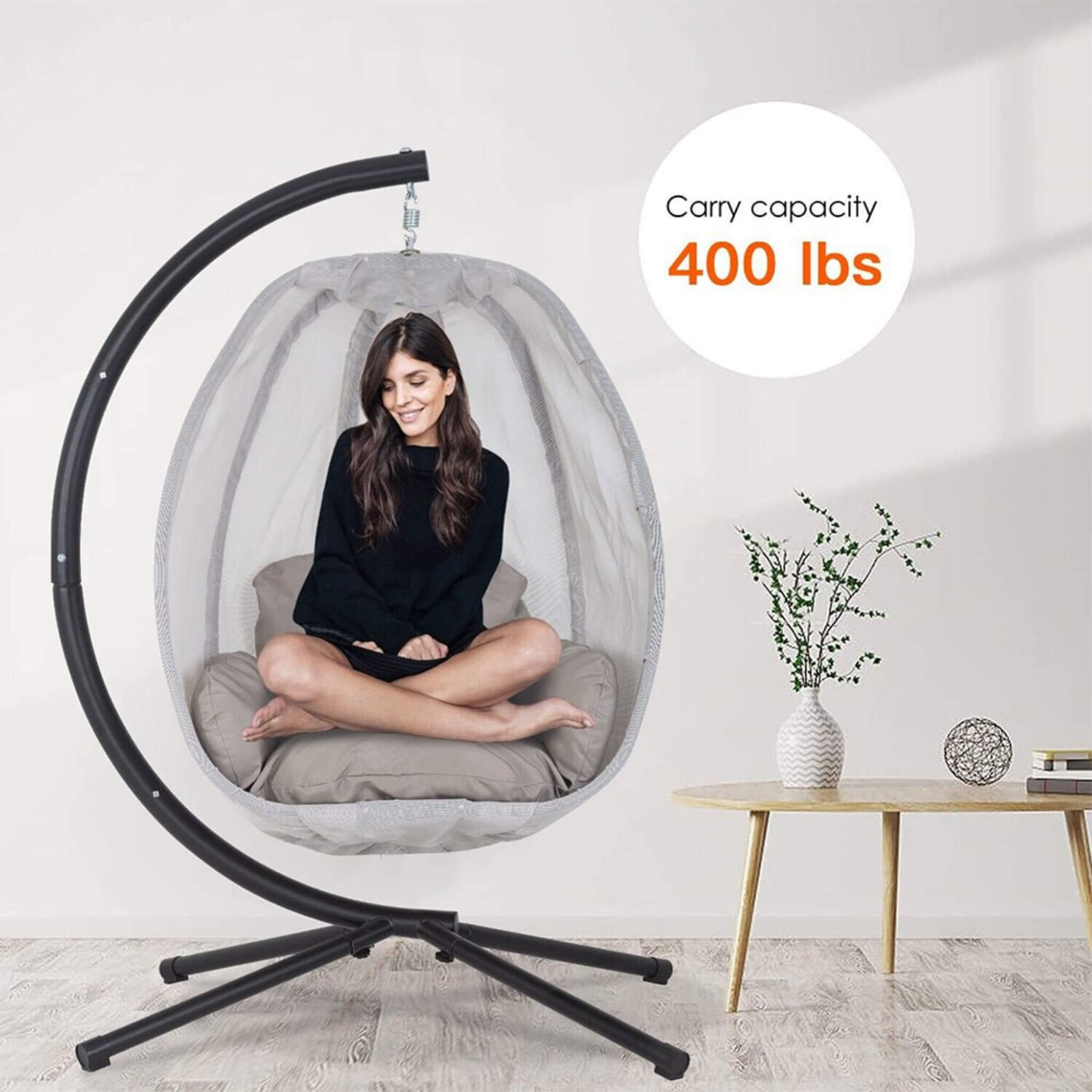 Premium Outdoor Hammock Egg Swing Chair With Stand, 70" (SAK42317) - We The Collective