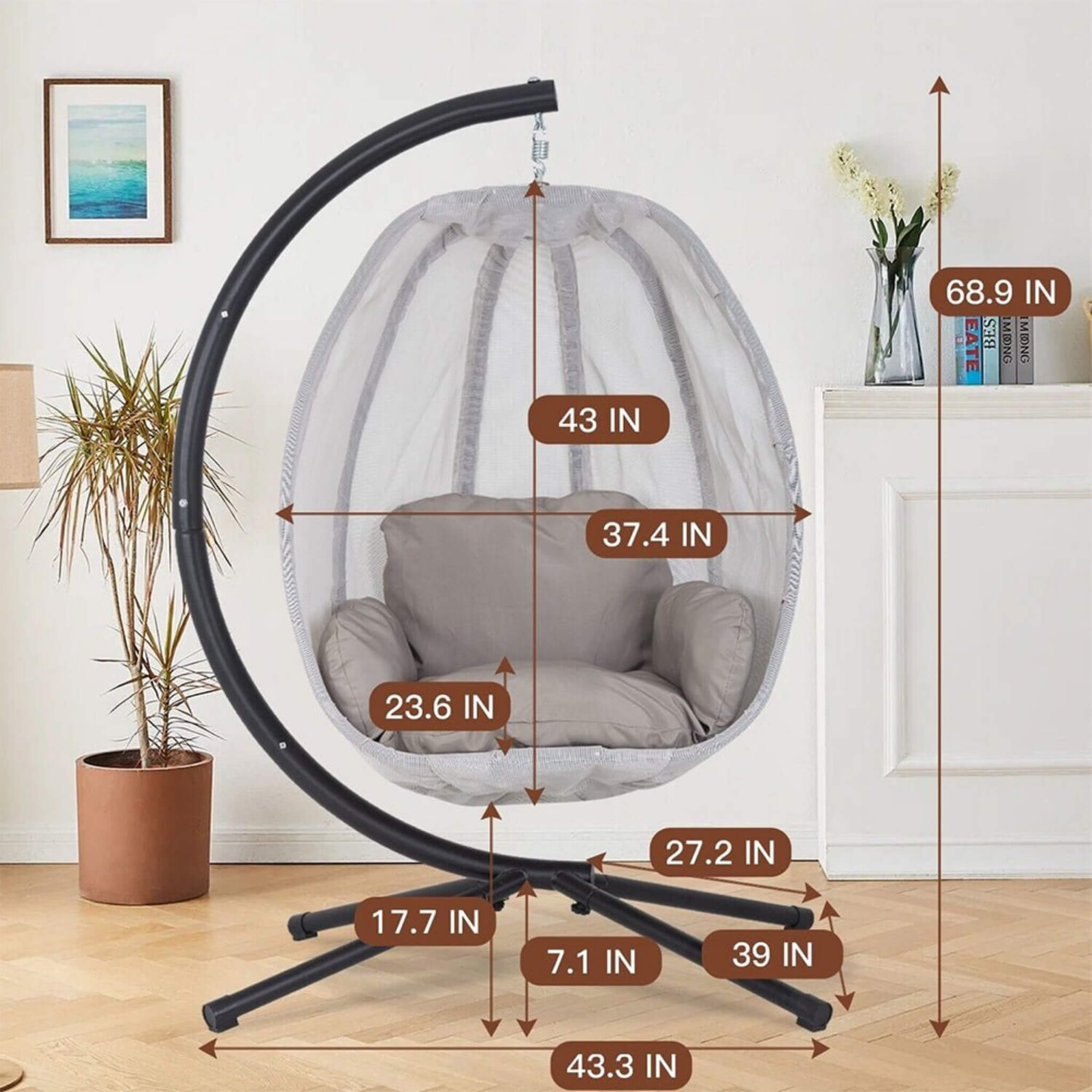 Premium Outdoor Hammock Egg Swing Chair With Stand, 70" (SAK42317) - We The Collective