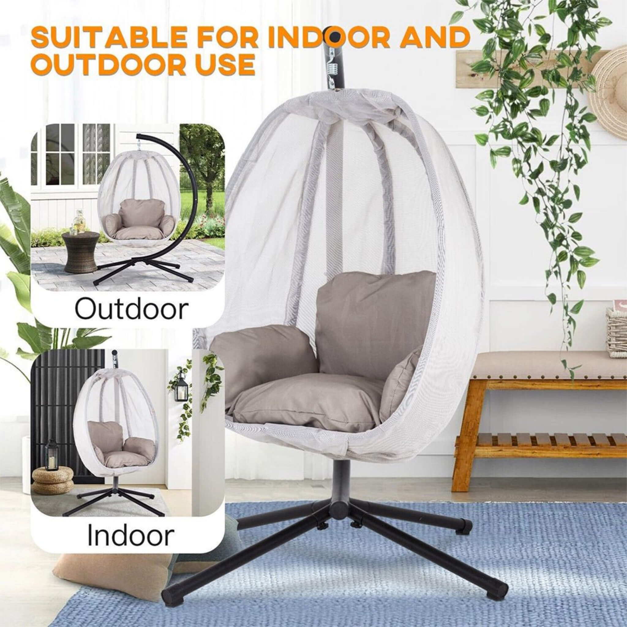 Premium Outdoor Hammock Egg Swing Chair With Stand, 70" (SAK42317) - We The Collective