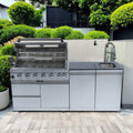 Castelle Flame Outdoor BBQ Kitchen Island With 43-Inch 6-Burner 85K BTU Propane Gas Grill, Rotisserie Kit, And Storage Cabinets (SAK95623) - We The Collective