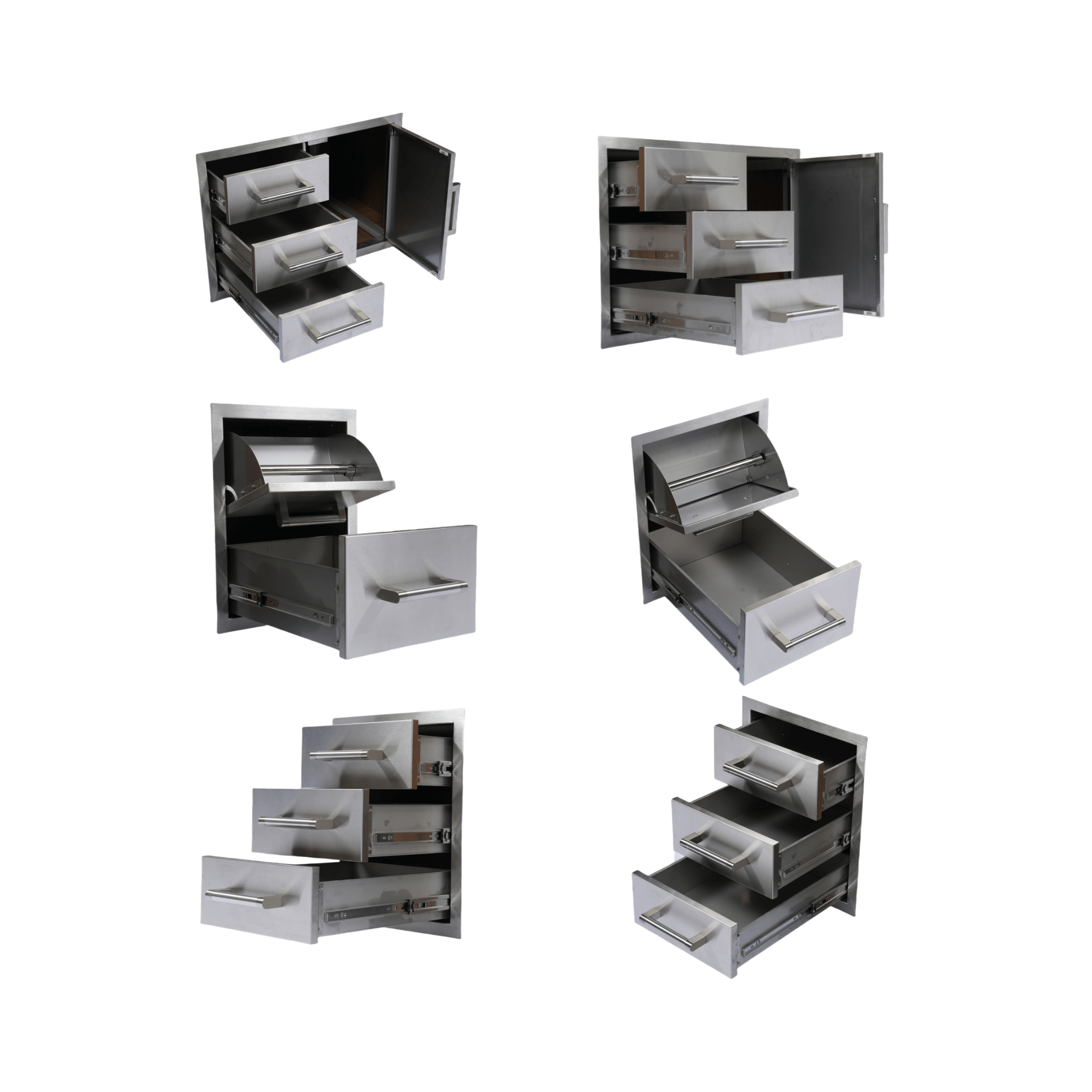 SAKSBY WHOLESALE stainless steel outdoor kitchen with 32-inch 60K BTU built-in LPG gas grill, door, drawer, and ice box.