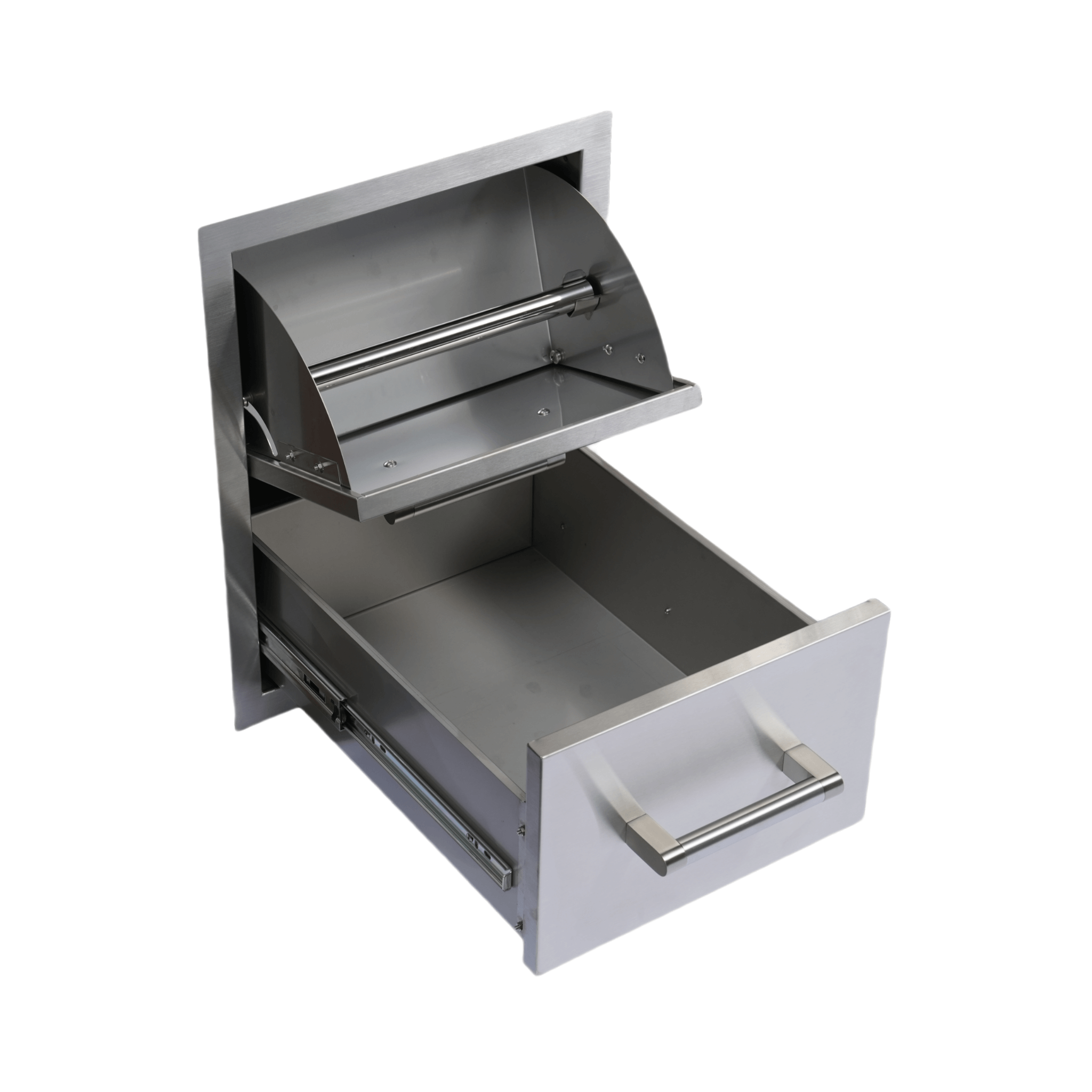 SAKSBY WholeSale premium outdoor kitchen with 32-inch stainless steel LPG gas grill, door, drawer, and ice box for outdoor cooking.