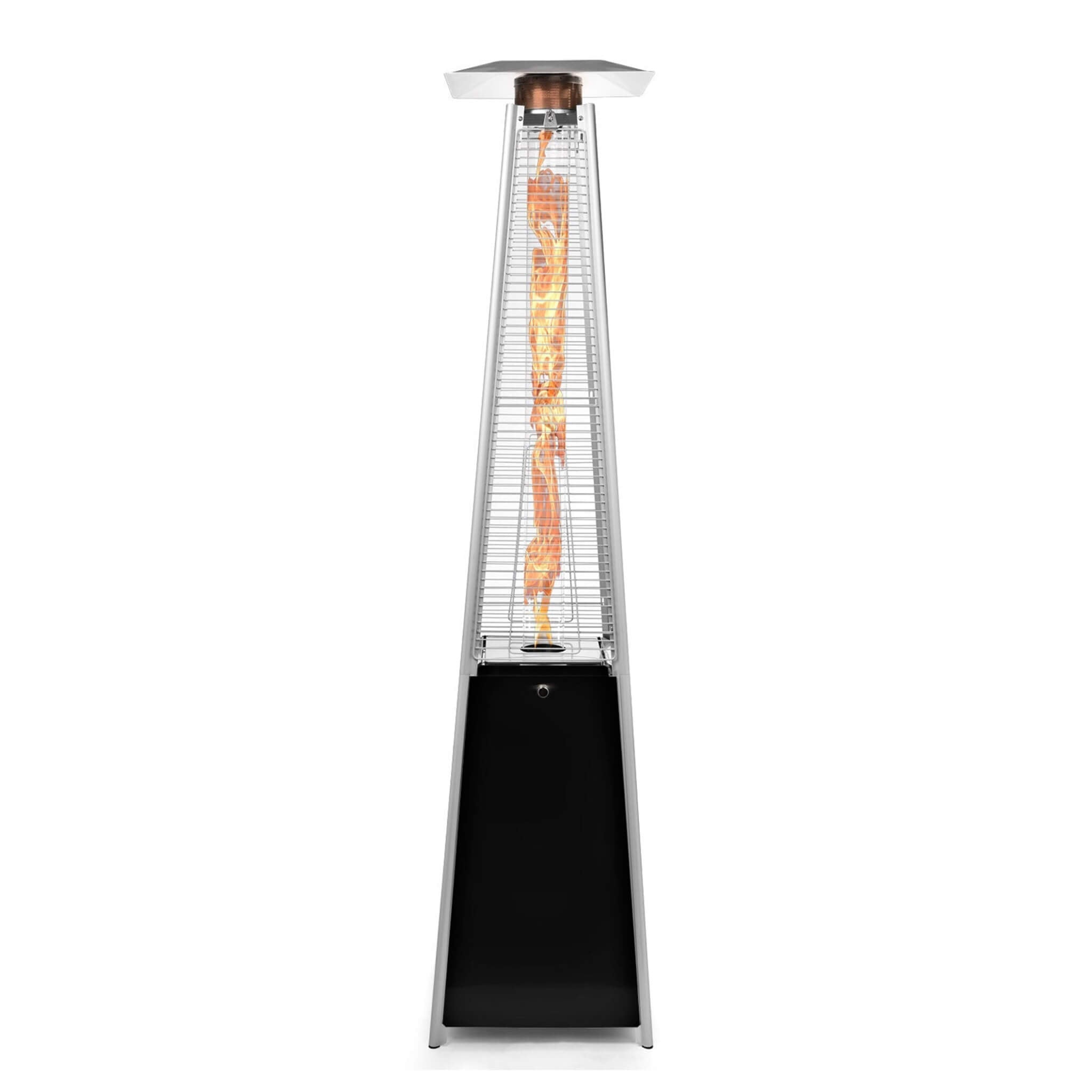 SAKSBY WHOLESALE outdoor pyramid propane gas patio heater with 40,000 BTU, front view, ideal for outdoor heating and patio warmth.