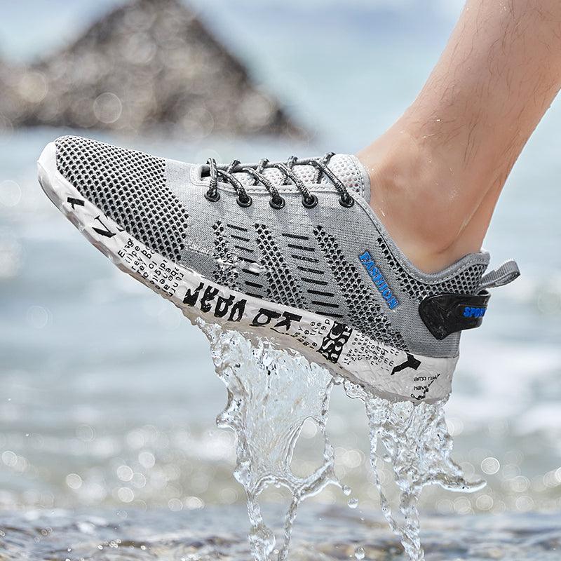 Stevvex men's quick-dry water sports shoes with breathable mesh, non-slip sole, suitable for beach, fishing, and outdoor water activities.