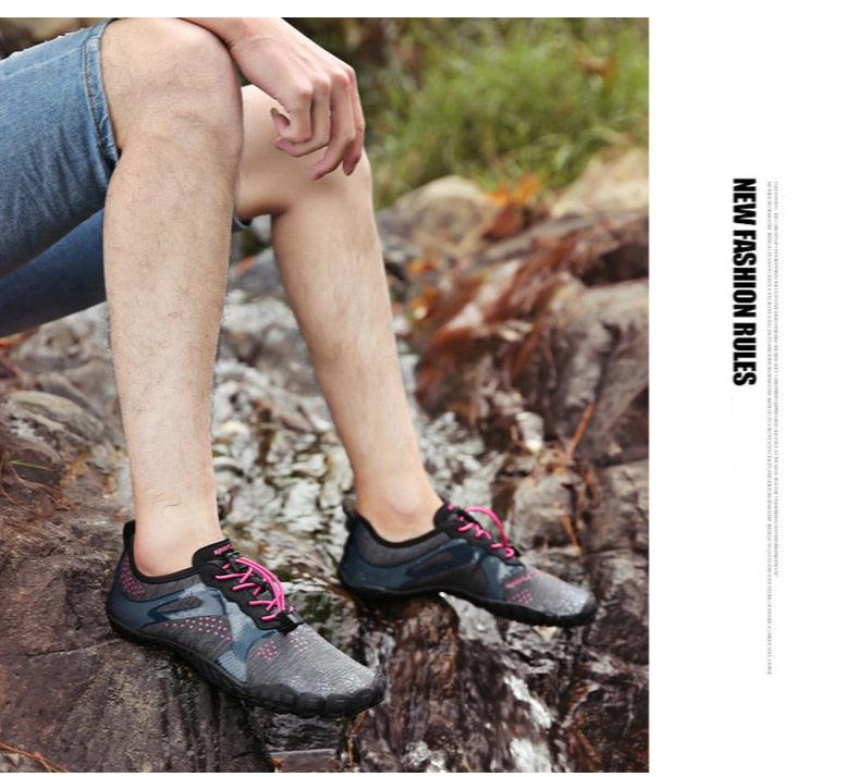 Stevvex men's barefoot outdoor water shoes with non-slip soles, lightweight design, ideal for swimming or beach activities.