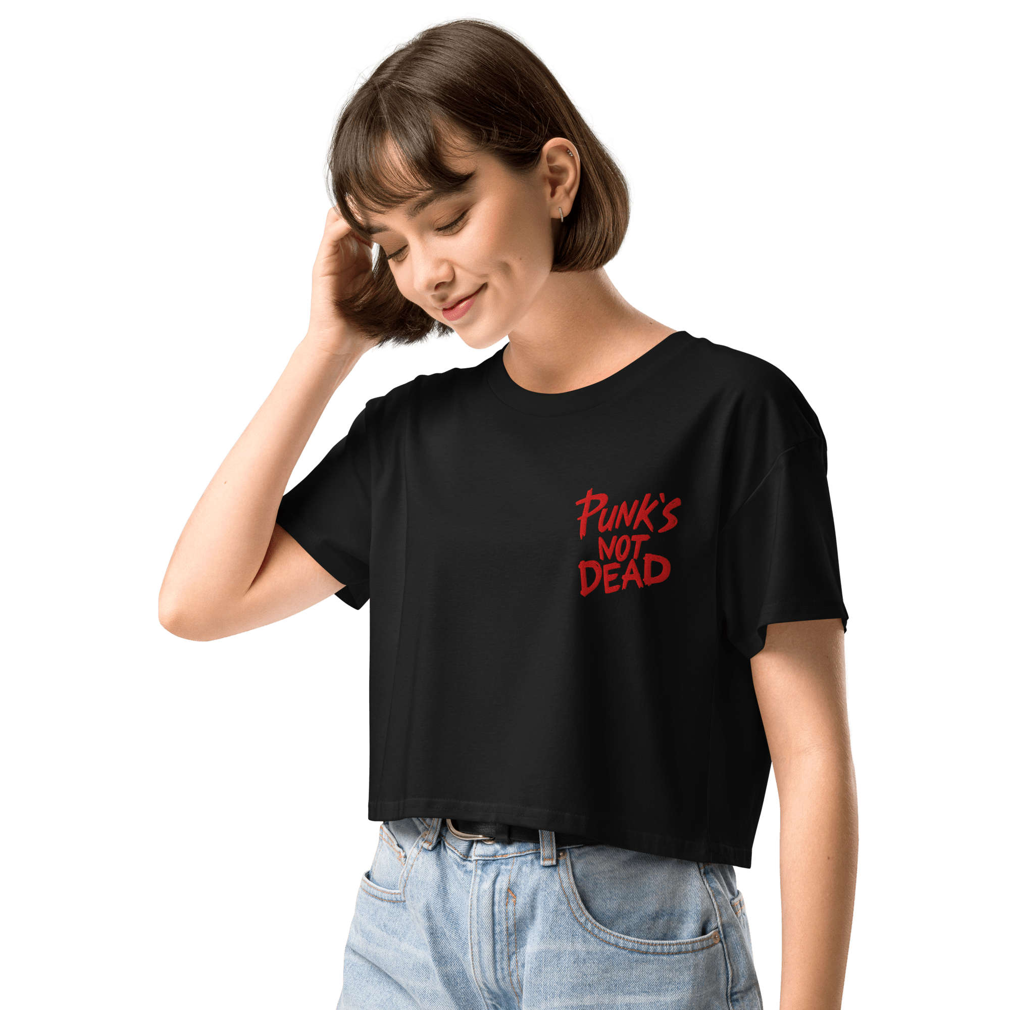 Punk's Not Dead Embroidered Crop Top