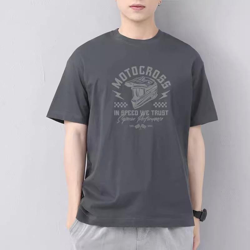 QMD™ Moto Cross T-shirt by Bean's Moto Booth, black T-shirt with Moto Cross graphic design, casual style, front view.