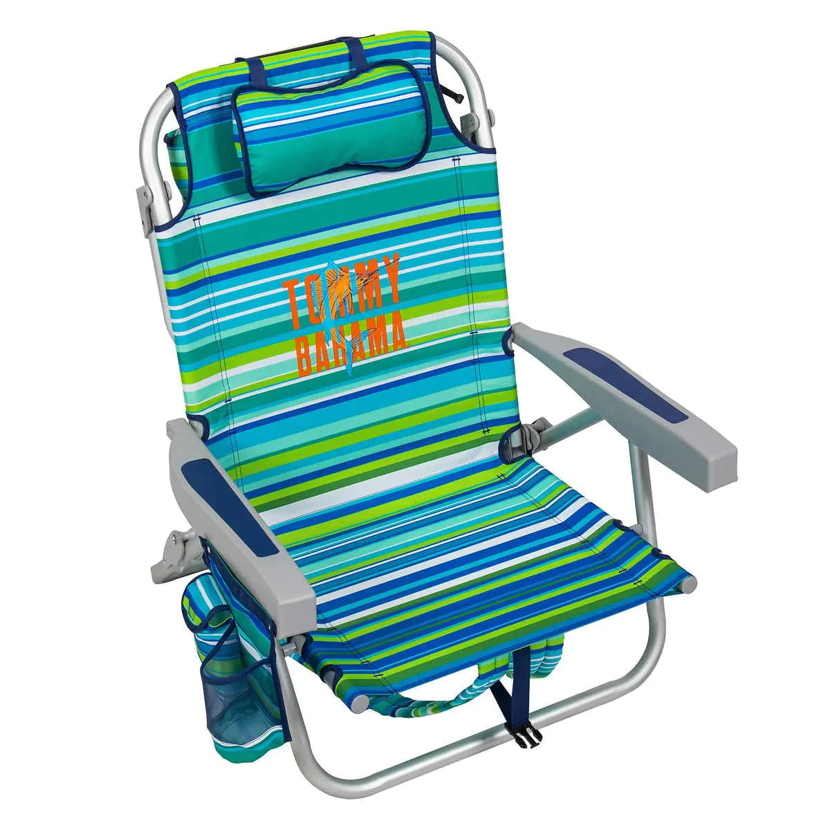 Tommy Bahama 2-pack backpack beach chairs with 5-position adjustable design, lightweight and portable for outdoor relaxation.