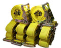 Set of 10 2x12 ft interior van ratchet E-track straps with spring fittings by RatchetStrap.Com, used for securing cargo in vans.