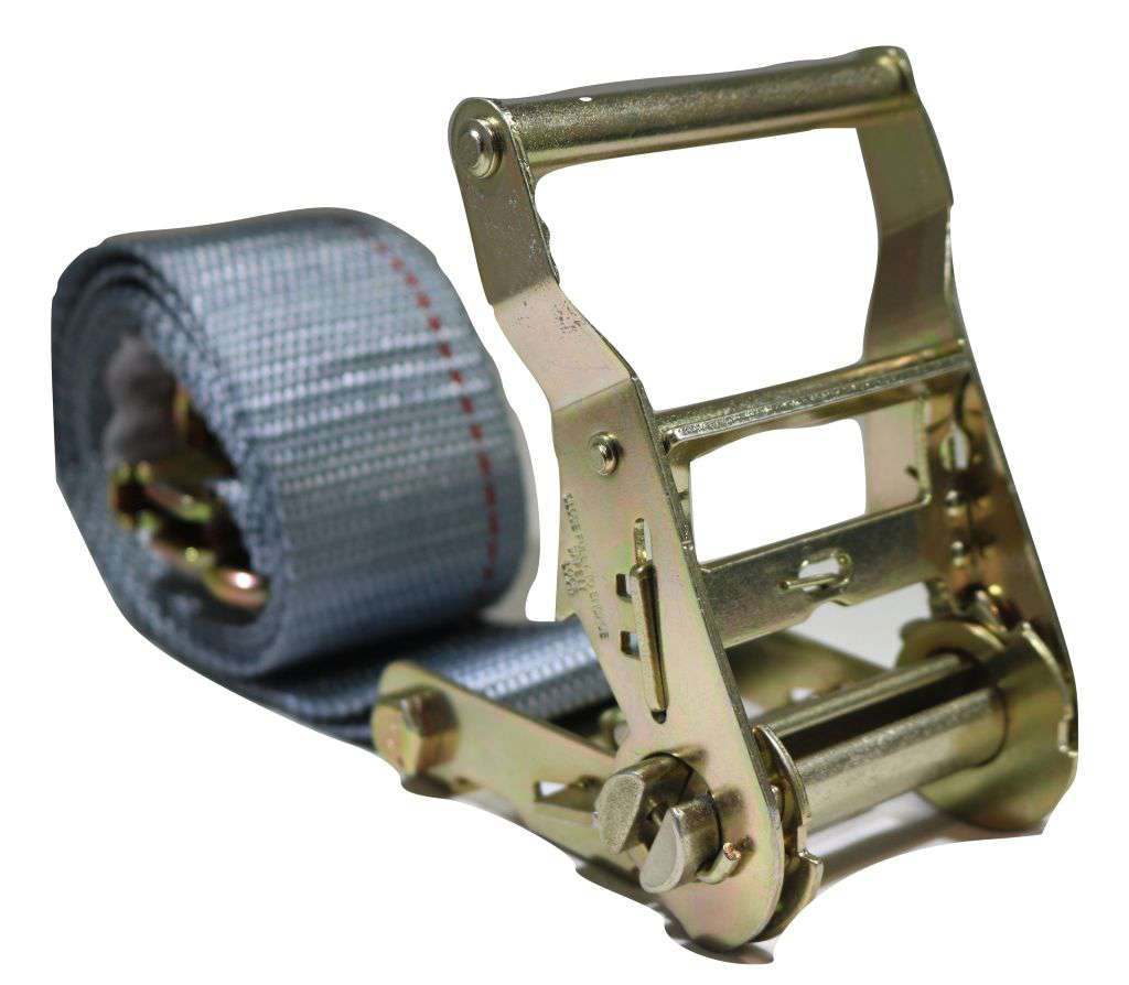 Two 16-ft RatchetStrap.Com van ratchet straps with E-track fittings, spring hooks, and wire J-hooks for interior van cargo securing.
