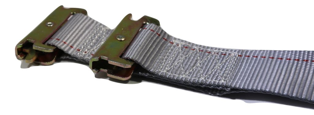 Set of four 2"x16 ft RatchetStrap.Com logistic van E-Track straps with spring fittings for secure interior cargo fastening.