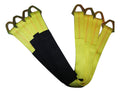 Set of four yellow 36-inch axle straps for auto car hauler tie downs and towing, by RatchetStrap.Com.