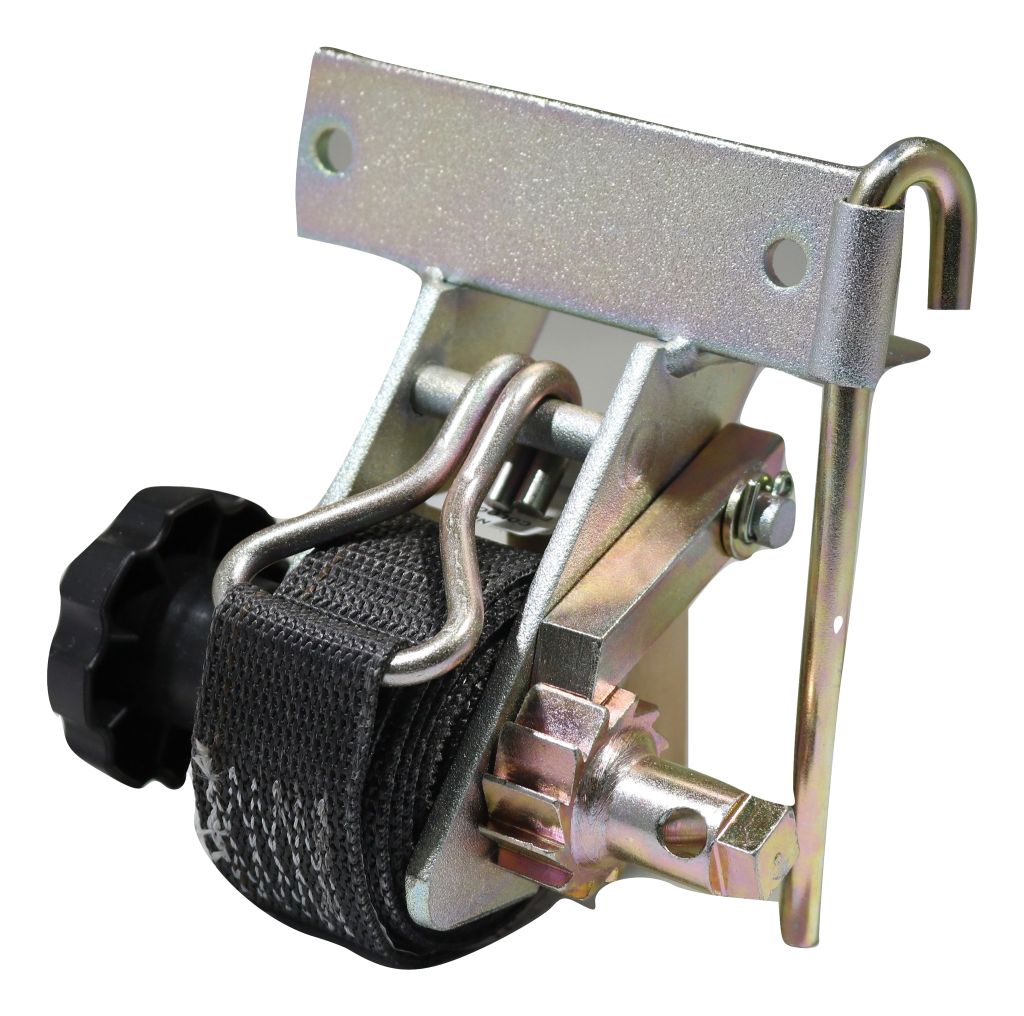 Six contractor ladder rack ratchet straps from RatchetStrap.Com arranged neatly for secure load fastening.