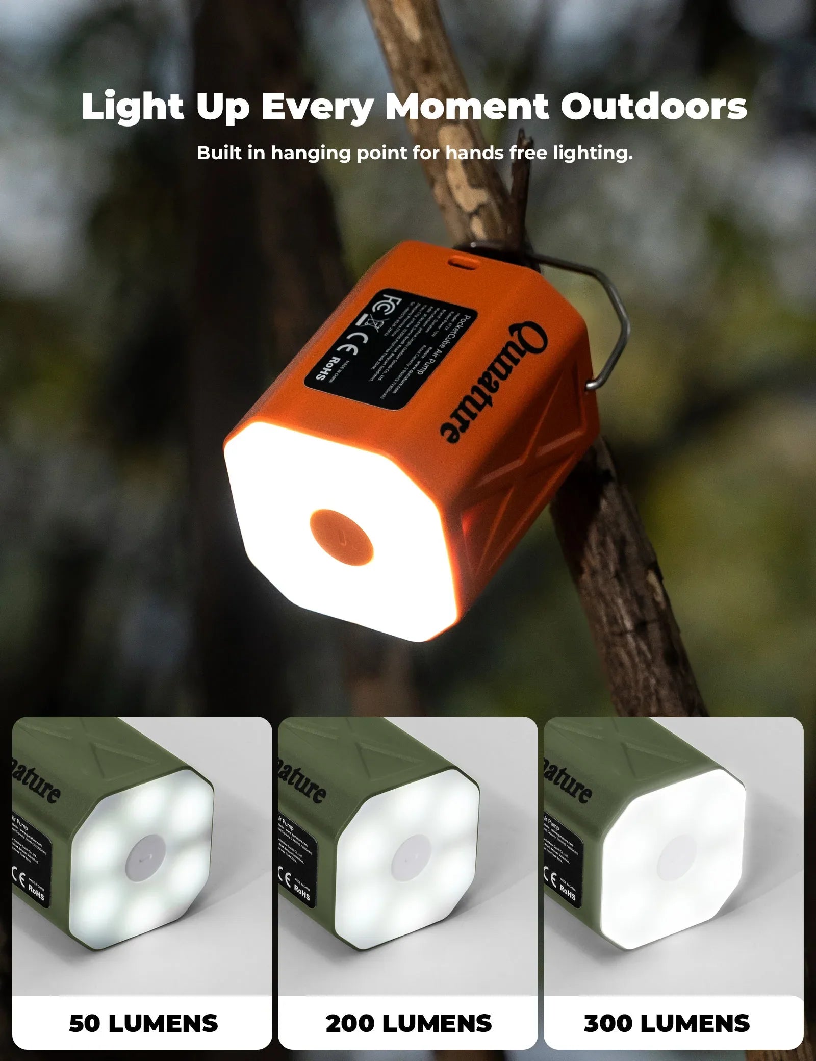 Qunature Global mini air pump with 800 mAh battery and LED, designed for efficient inflation at 4.2 kPa pressure.